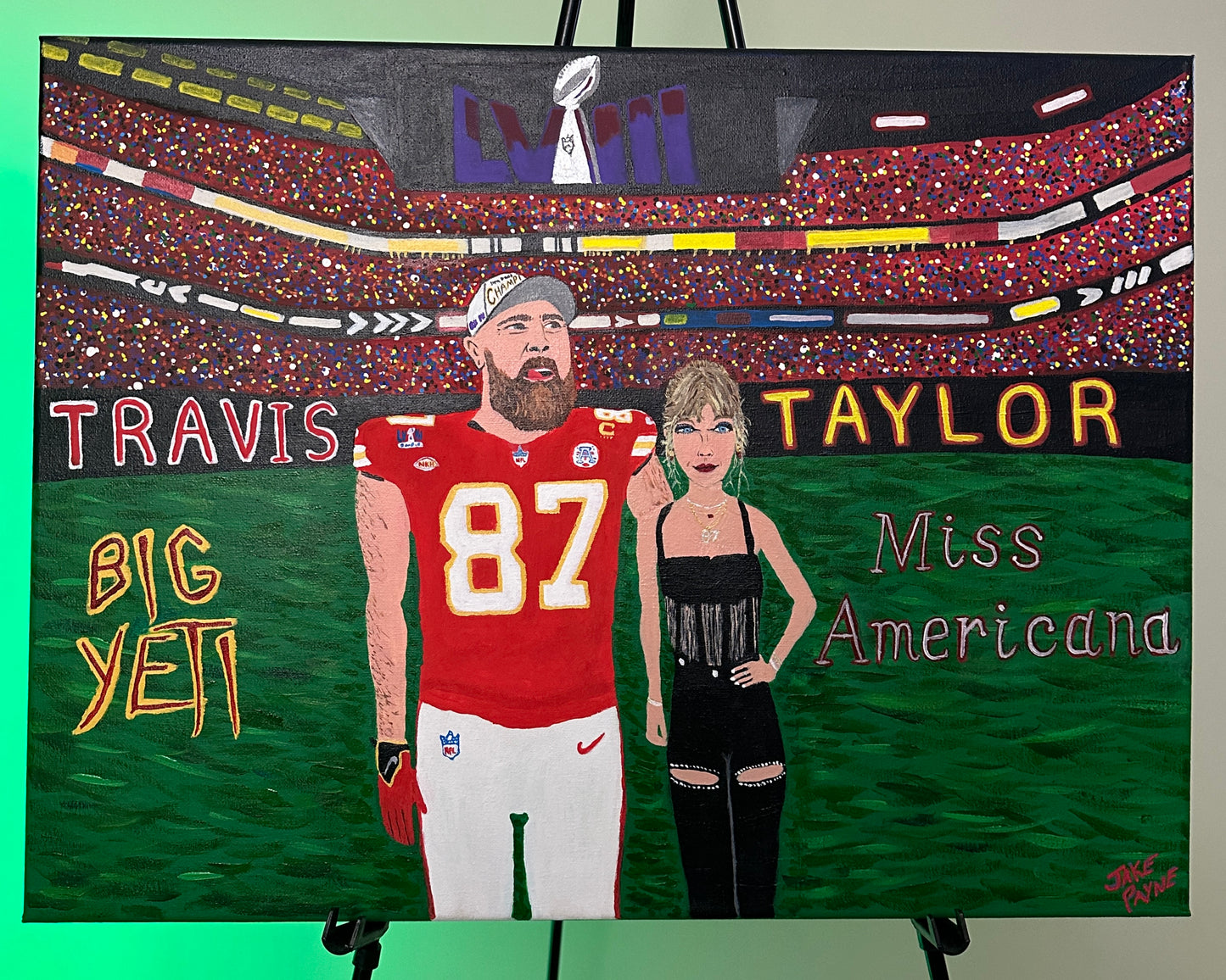 Travis Kelce and Taylor Swift Super Bowl 2024 Painting